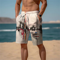 Pantalones cortos de playa para hombre algodón estampado 3D transpirable look de verano - Jamal