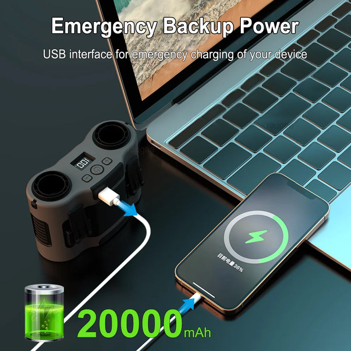 Portable Waist Clip Fan with Two Air Outlets and 20,000mAh Battery – BreezeMate