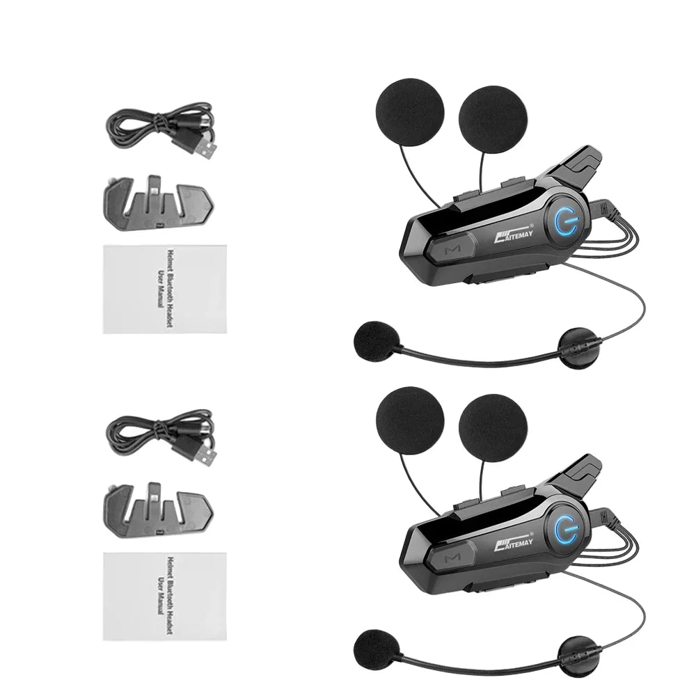AA OOS Bluetooth motorcykelhjelm intercom headset med 1000 m rækkevidde og IPX6 vandtæt – RoadComm