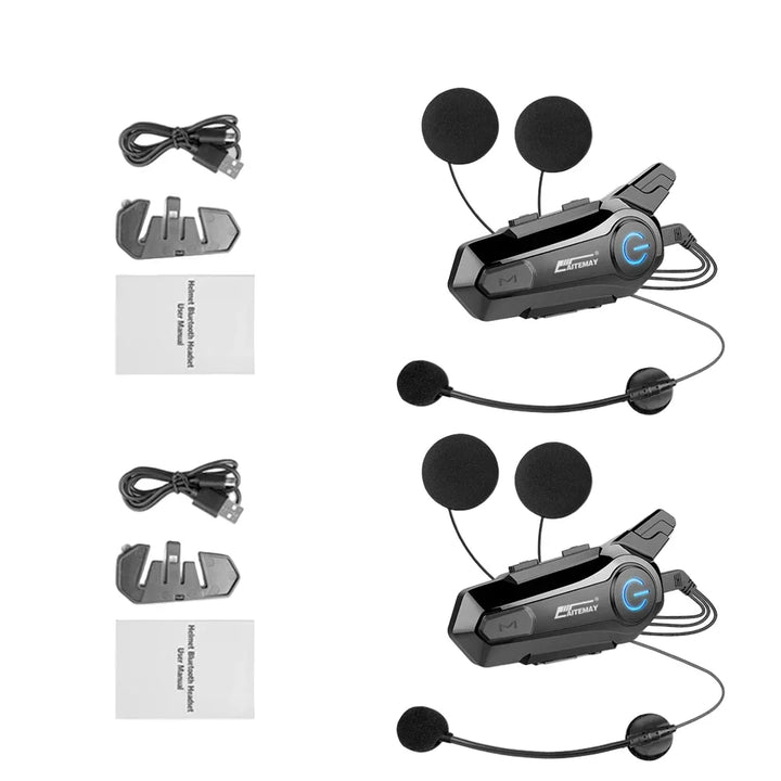 AA OOS Bluetooth motorcykelhjelm intercom headset med 1000 m rækkevidde og IPX6 vandtæt – RoadComm