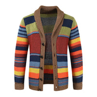 Men's Knit Cardigan with Colourblock and Geometric Pattern – Leandro