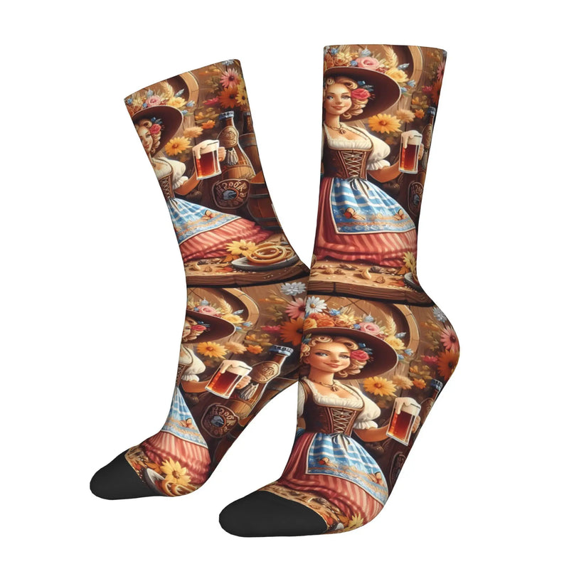 Sokker med Dirndl-print (2-pak) – Trachtensokker Oktoberfest 2025