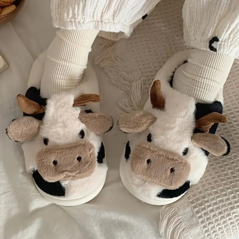 Plush slippers in cow design – PlushCow