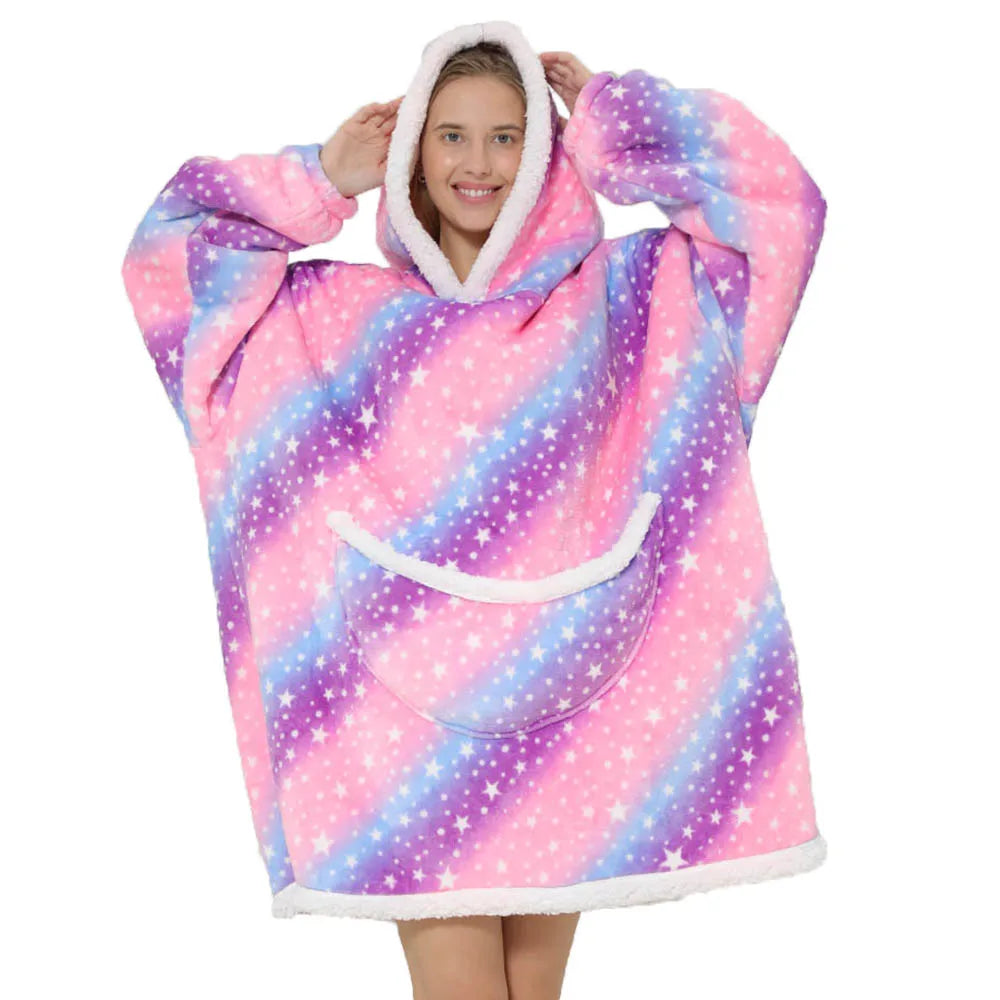 Oversized Fleece-Decke mit Kapuze & Taschen – SnugJoy