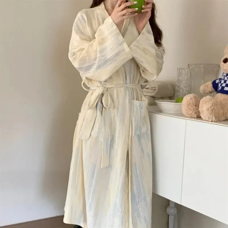 Casual Women's Summer Bathrobe with Kimono Design – Hana