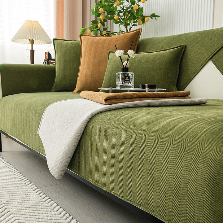 Chenille bank protector with herringbone texture – VeluraShield