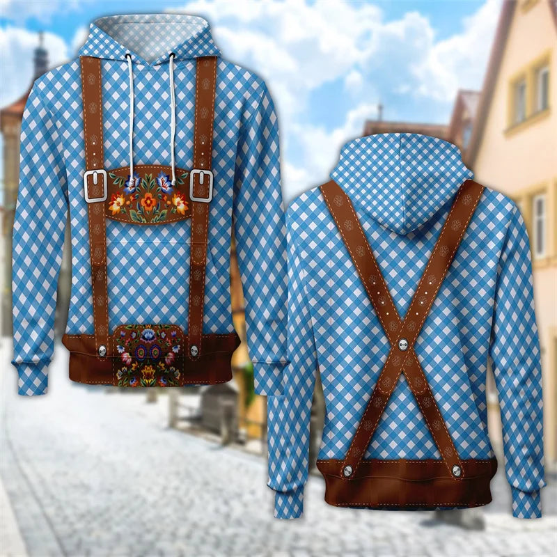Sudadera con capucha 3D Trachten con estampado de jarra de cerveza – ProstZeit Oktoberfest 2025