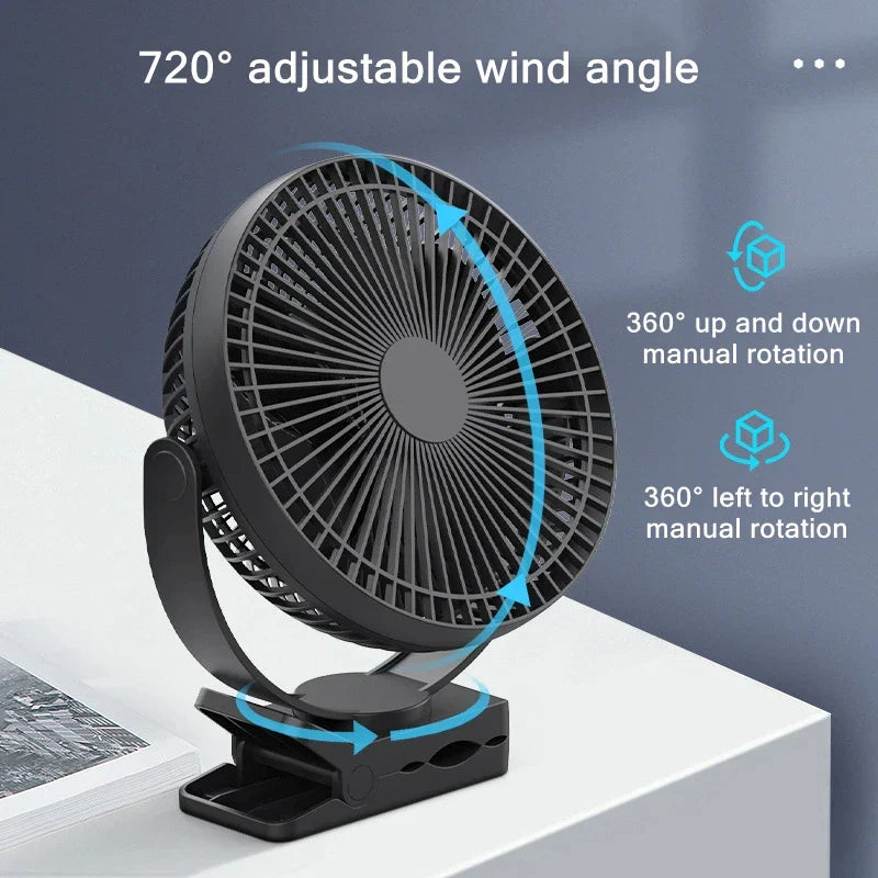 Portable USB Battery Fan with 10000mAh Battery & Clip – Zephyr