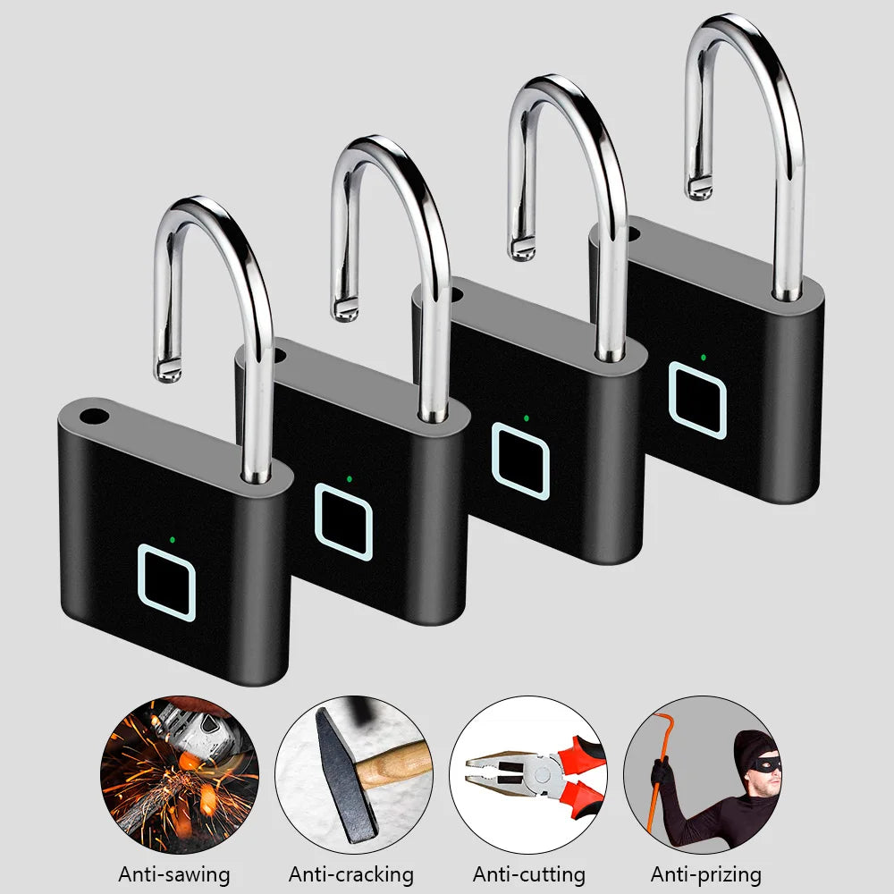 Smart-Fingerabdruck-Vorhängeschloss mit USB-Ladung und wasserdichtem Design – Titan