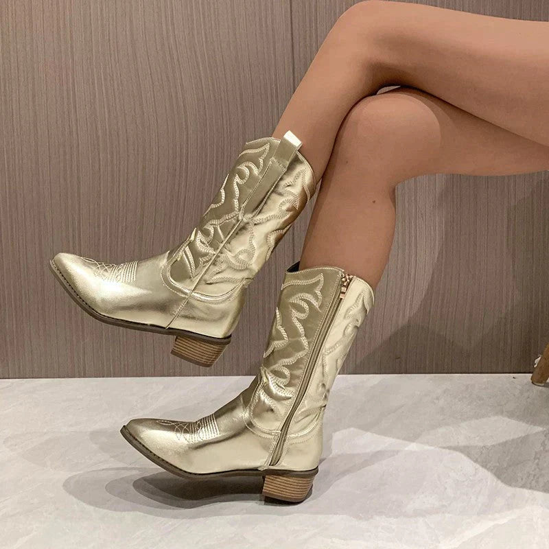 Metallic Cowboy Boots - Aurora
