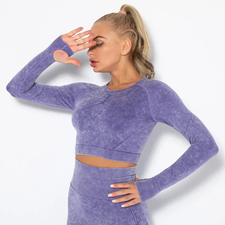 Conjunto de yoga para mujer sin costuras con top corto - Nova