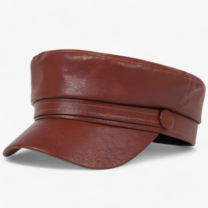 Octagonal Women's Newsboy Cap made of PU Leather – Valence
