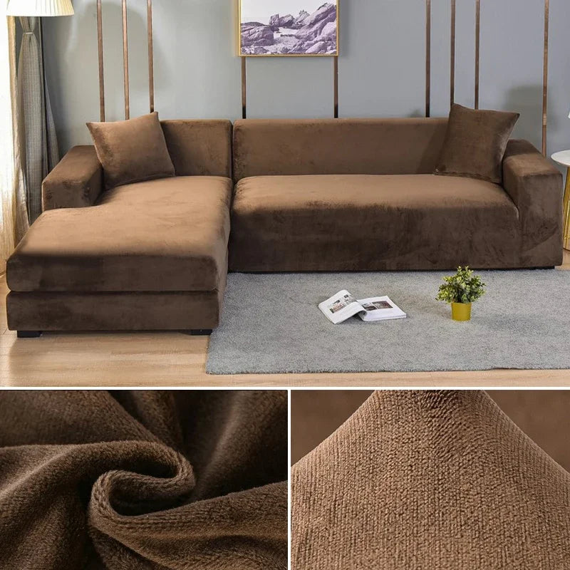 Stretch velour sofa cover with luxurious finish – Sofina
