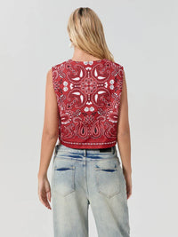 Y2K Red Bandana Wrap Top Trendy Cropped Streetwear Shirt - Liora
