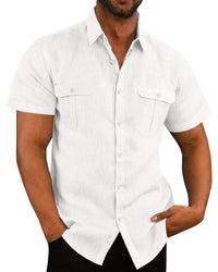 Men's Short-Sleeve Shirt with Chest Pockets and Kent Collar – Lennard