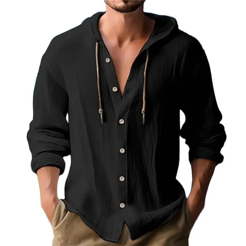 Camisa con capucha de lino transpirable y ligera para hombre – Malik