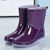Women's mid-height waterproof rain boots with pattern & non-slip sole – Marvella