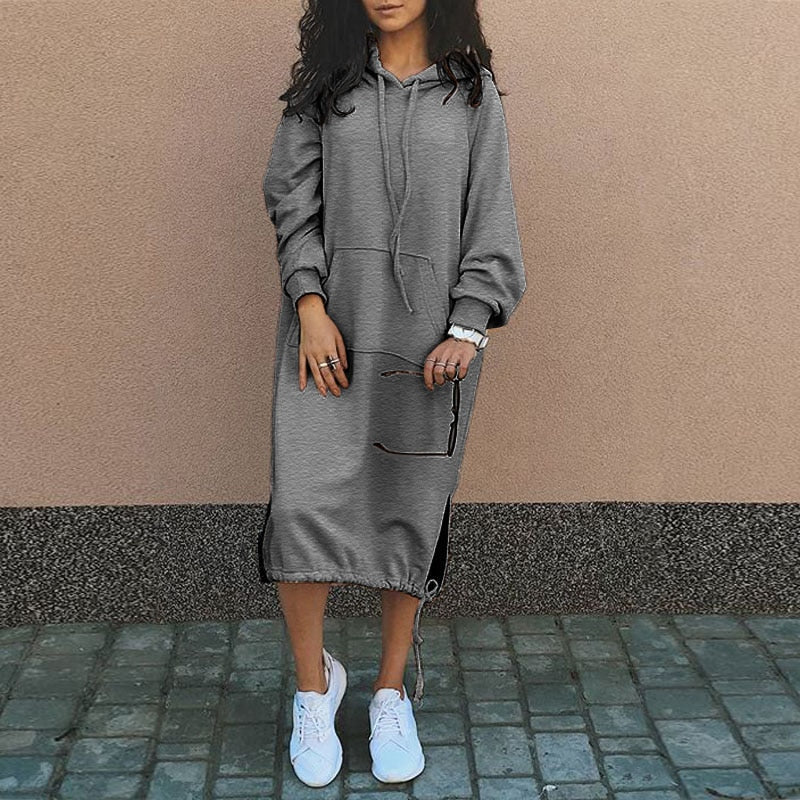 Stilfuld Lang Hoodie-Kjole - Elina