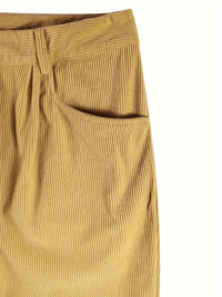 Women's corduroy pants with high waist and straight cut – Elvira