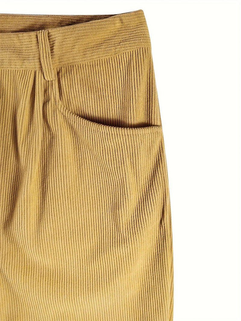 Women's corduroy pants with high waist and straight cut – Elvira