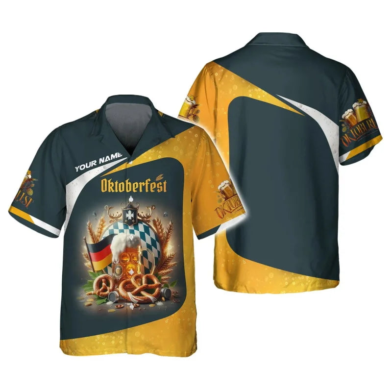 Hawaiian Shirt with Beer & Pretzel Pattern – Party Mood Oktoberfest 2025