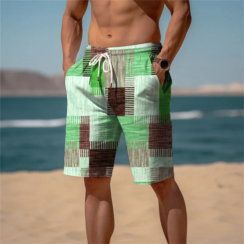 Pantalones cortos de playa para hombre algodón estampado 3D transpirable look de verano - Jamal