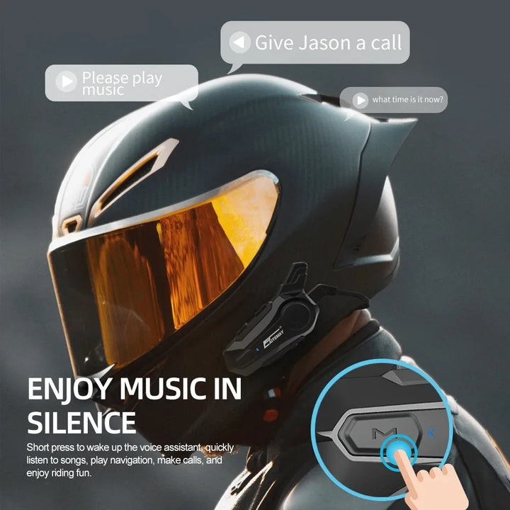 AA OOS Bluetooth motorcykelhjelm intercom headset med 1000 m rækkevidde og IPX6 vandtæt – RoadComm