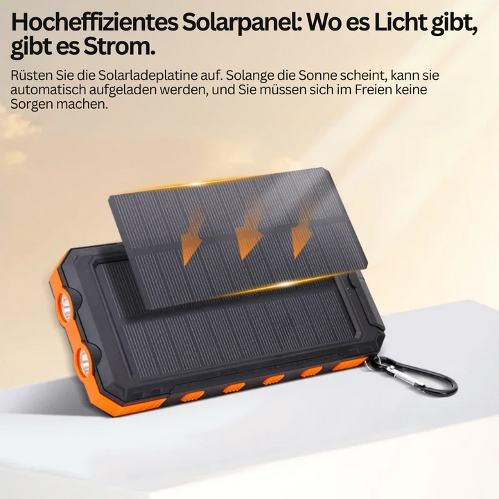 Solar-powered power bank with flashlight – SolarCharge Pro