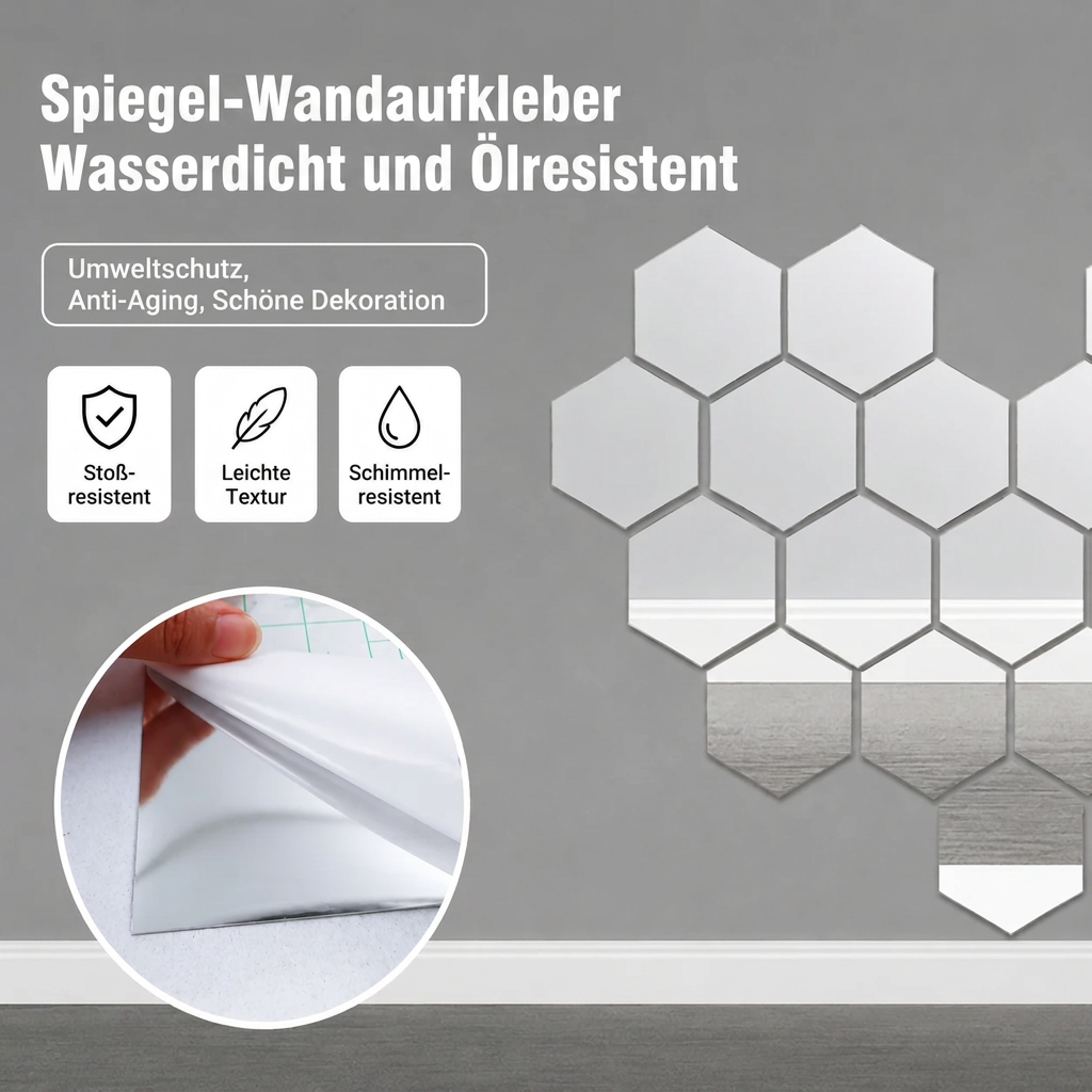 Selbstklebende Spiegelfolie | Splittersicher & Zuschneidbar | Kristallklar