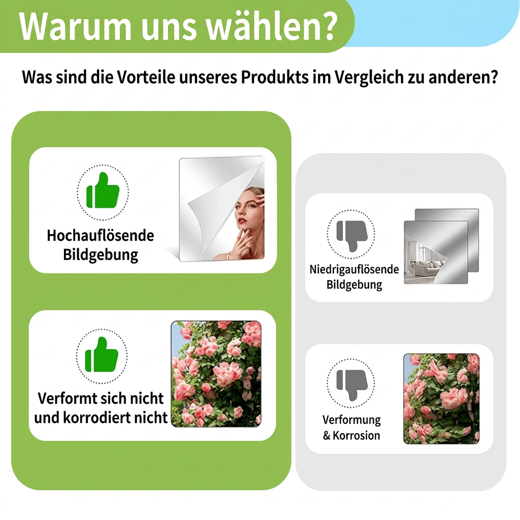 Selbstklebende Spiegelfolie | Splittersicher & Zuschneidbar | Kristallklar