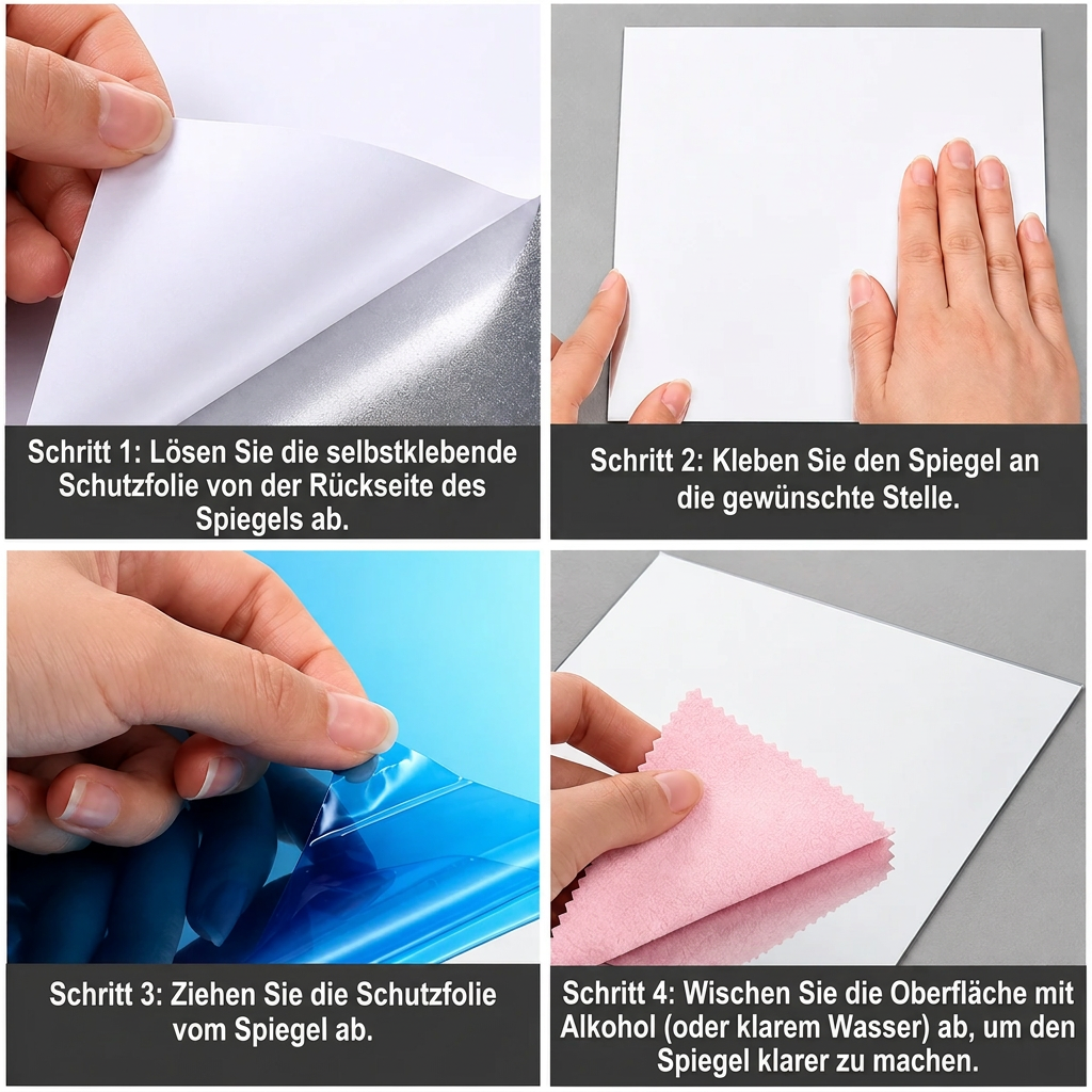 Selbstklebende Spiegelfolie | Splittersicher & Zuschneidbar | Kristallklar