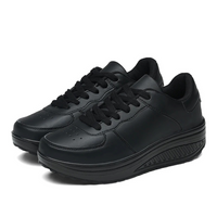 Zapatillas ortopédicas para mujer de cuero negro – FlexiStep