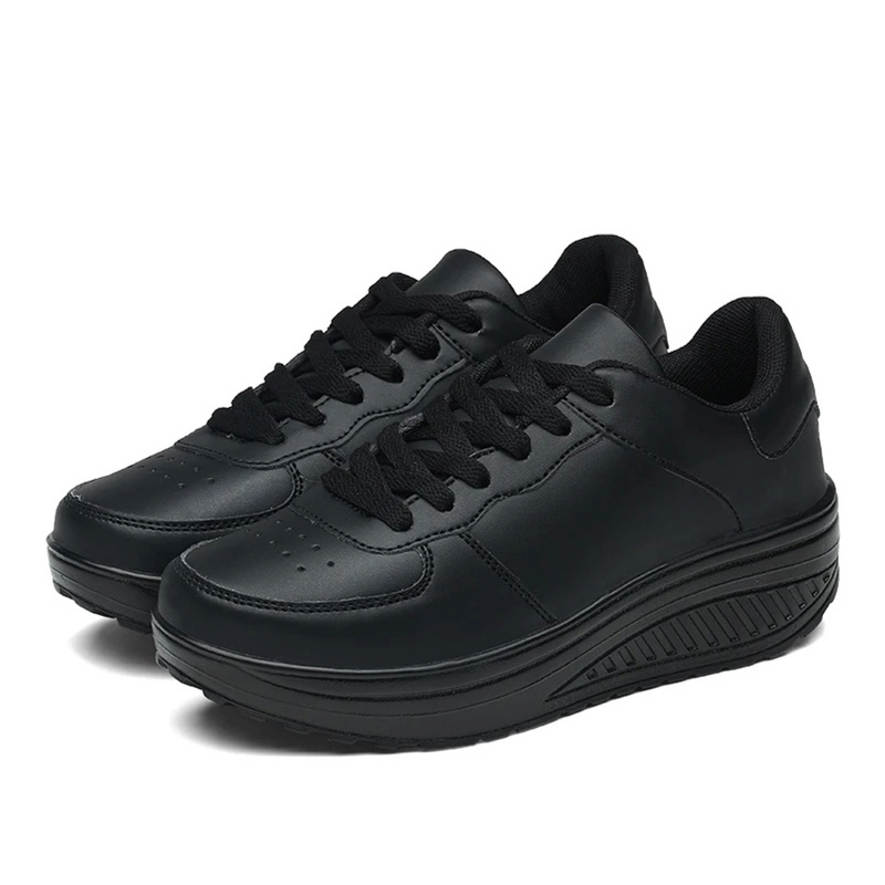 Zapatillas ortopédicas para mujer de cuero negro – FlexiStep