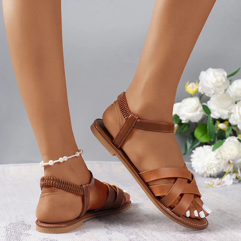 Brown Roman Women's Summer Sandals with Non-Slip Sole – Yvelle