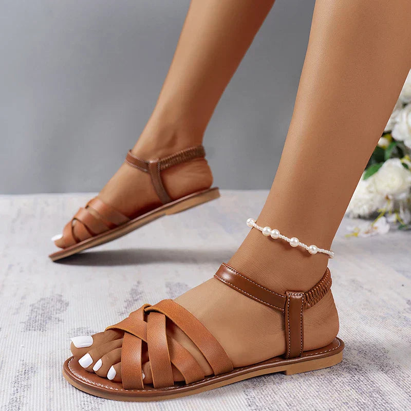 Brown Roman Women's Summer Sandals with Non-Slip Sole – Yvelle