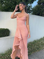 Trendiges Maxikleid mit Rüschen und Spaghettiträgern – Loyza