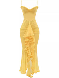 Trendiges Maxikleid mit Rüschen und Spaghettiträgern – Loyza