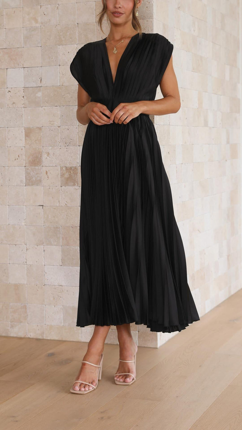 Trendy V-neck Dress with Bow Closure - Isabella