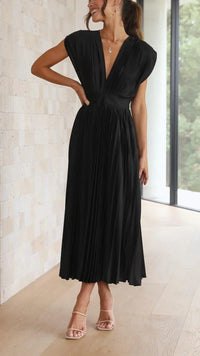 Trendy V-neck Dress with Bow Closure - Isabella