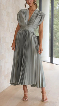 Trendy V-neck Dress with Bow Closure - Isabella