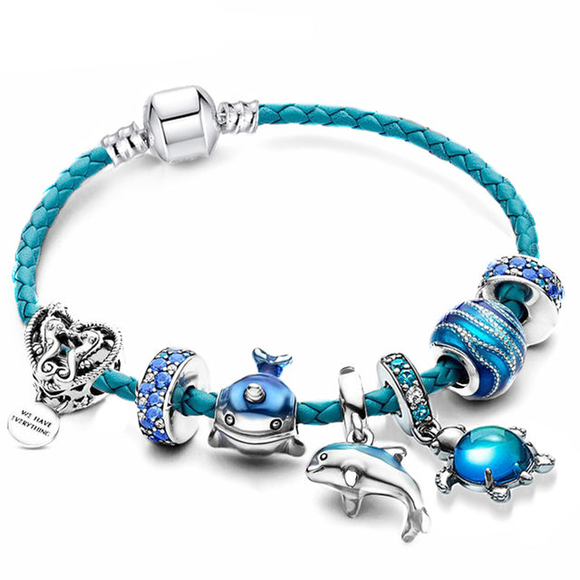 Ocean Breeze Armband with Charms made of Leather and Silver – Julia
