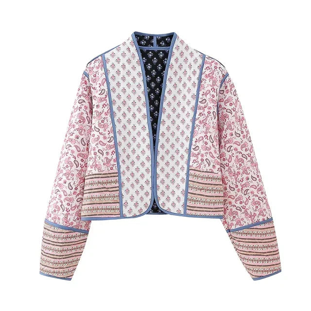 Vintage Blumen Patchwork Jacke für Damen - Nora
