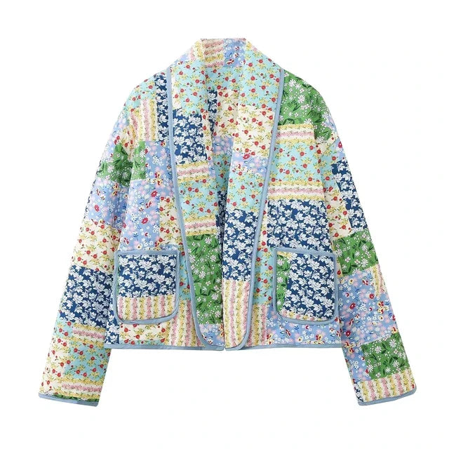 Vintage Blumen Patchwork Jacke für Damen - Nora