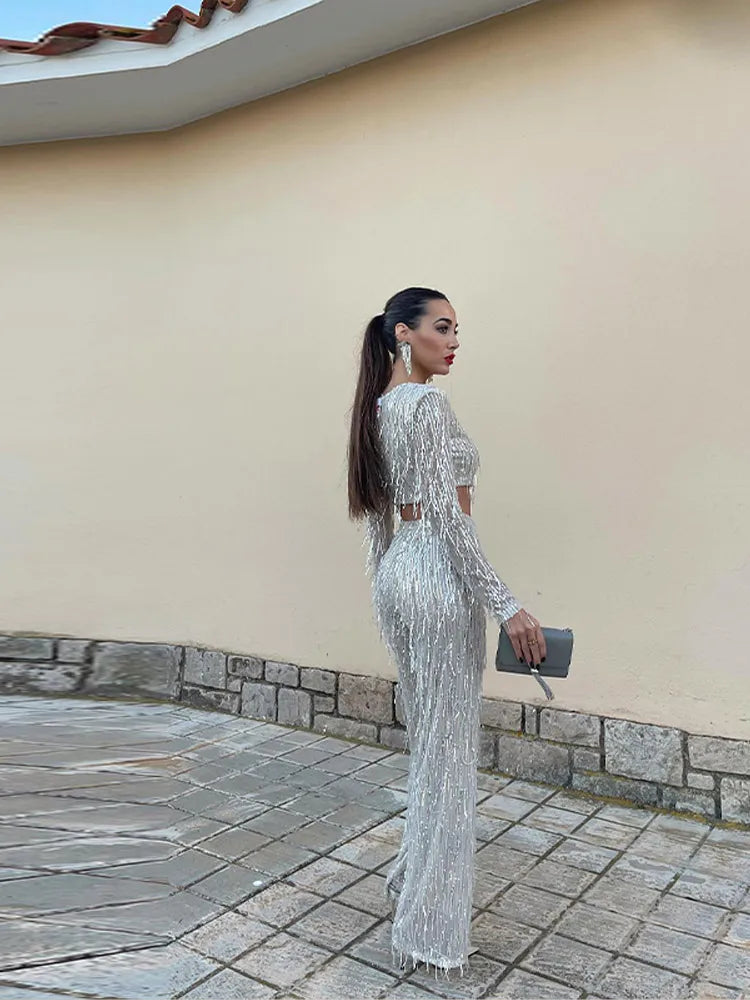 Glamorous Sequin Two-Piece Set for Women – Celina