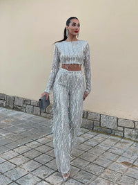 Glamorous Sequin Two-Piece Set for Women – Celina