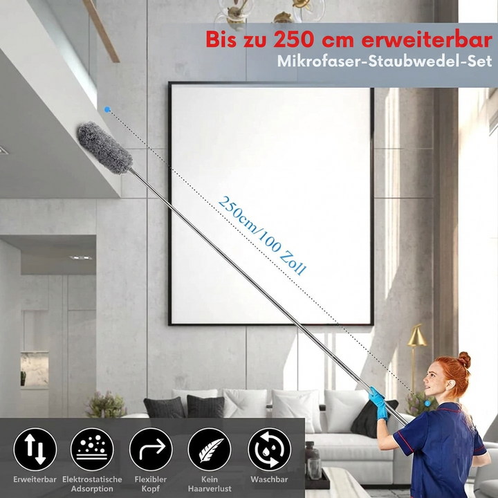 Extendable Microfiber Duster | Extra Long Reach | Flexible Head | Washable