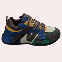 Bunter Sneaker für Herren, Leder, Blau-Grün, modisch, sportlich, bequeme Freizeitschuhe.