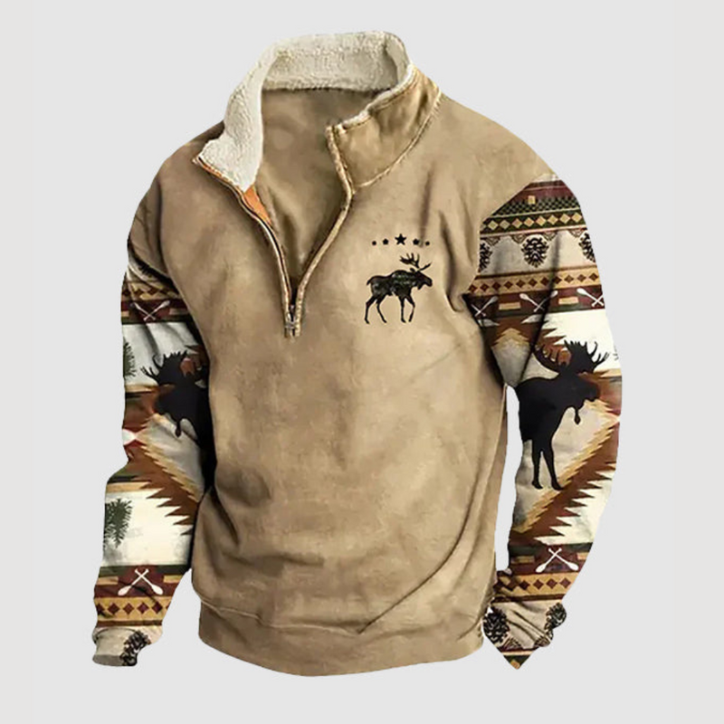 Vintage fleece vinterpullover med lynlås til herrer - Felix