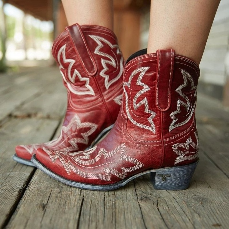 Embroidered Leather Cowboy Ankle Boots – Dakota Fall Edition