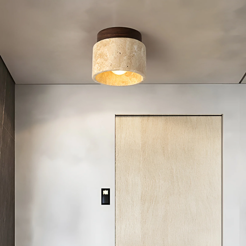 Wabi Sabi Yellow Marble Japanese Ceiling Light - TranquilStone